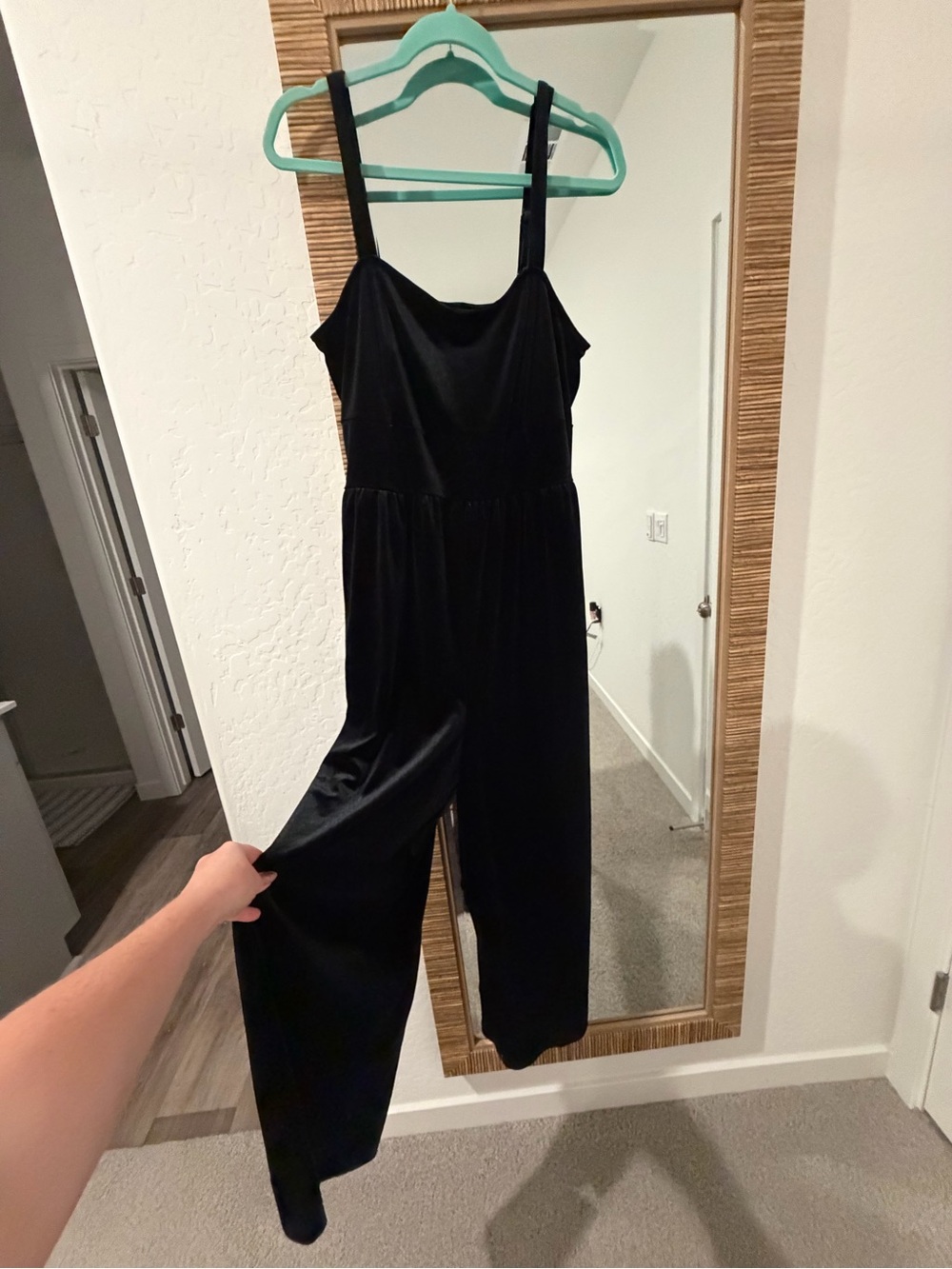 Old Navy Black Velvet Wide-Leg Jumpsuit